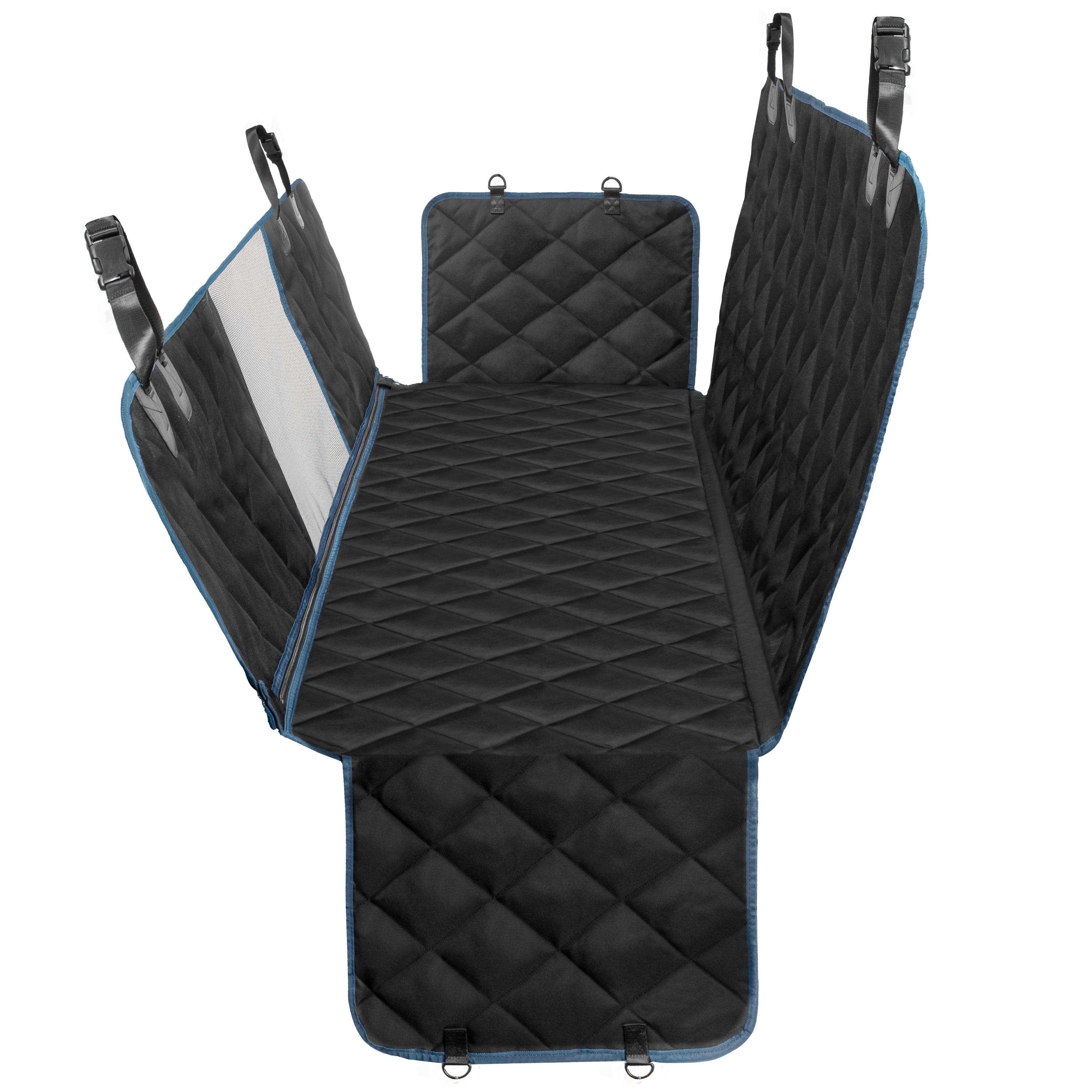 Adventurer Quilted Waterproof, Scratch Proof Back Seat Cover for Cars, Trucks, and SUVs with Door Protectors- Std Size, Comes in 3 Border Colors
